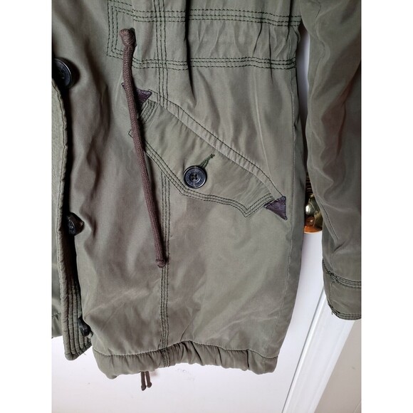 Abercrombie & Fitch 3-in-1 Olive Utility Parka Jacket Sherpa Lined Fur Hood Coat - Picture 7 of 12